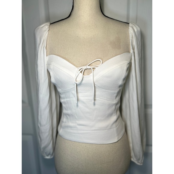 Wilfred Tops - Wilfred Novella Blouse S White Sweetheart Puff Sleeve Smocked Back Romantic Top